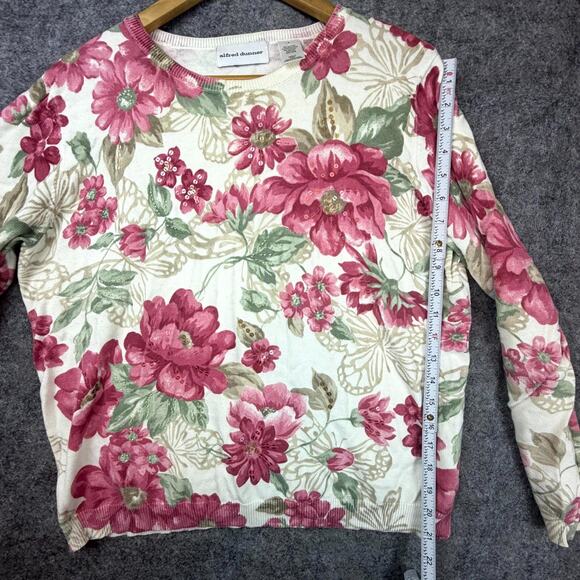 Vintage Alfred Dunner Sweater Womens Large Pink Floral Grandma Romantic Soft - Picture 6 of 8